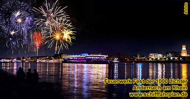 Schifffahrt zum Feuerwerk Fest der 1000 Lichter in Andernach am Rhein