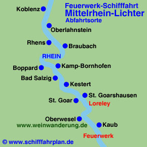 Rheinschifffahrt Mittelrhein-Lichter zum Weinherbst-Oktoberfest-Feuerwerk